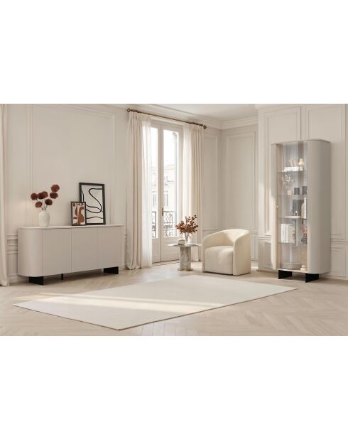 Vitrine 1 porte avec pied métal ORTISEI cachemire - 80x200x43 cm