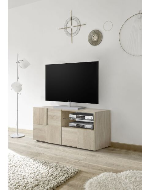 Kleiner TV-Ständer 1 Tür, 1 Schublade DAMA Samoa-Eiche - 121x42x57 cm