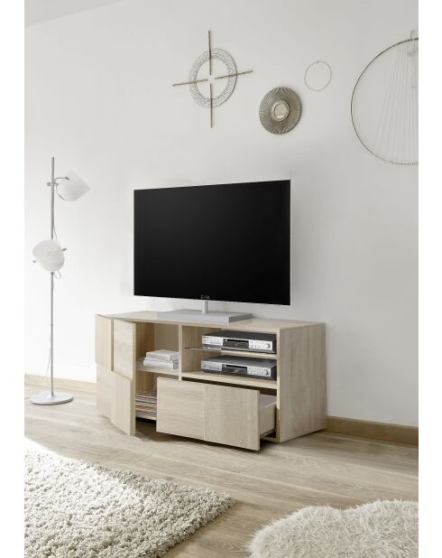 Kleiner TV-Ständer 1 Tür, 1 Schublade DAMA Samoa-Eiche - 121x42x57 cm