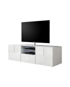 2-türiger TV-Ständer, 1 Schublade DAMA glänzend weiß lackiert - 181x42x57 cm