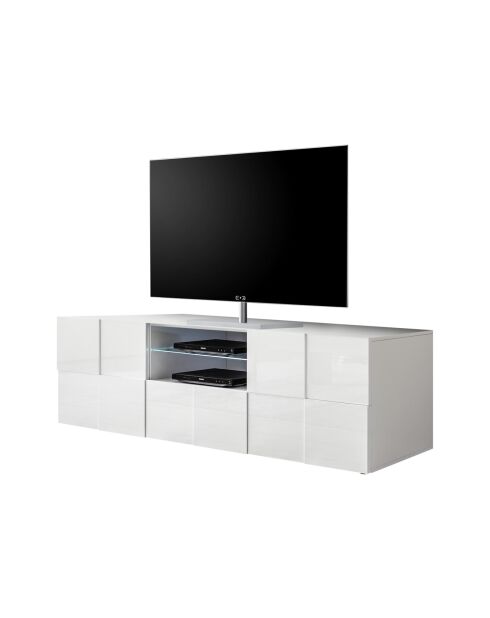 2-türiger TV-Ständer, 1 Schublade DAMA glänzend weiß lackiert - 181x42x57 cm