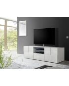 2-türiger TV-Ständer, 1 Schublade DAMA glänzend weiß lackiert - 181x42x57 cm