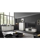 Mueble TV CARRARA 2 puertas mármol blanco - 138x44x43 cm