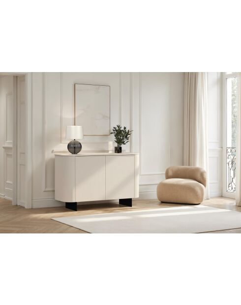 Buffet 2 portes avec pied métal ORTISEI cachemire - 130x83x43 cm