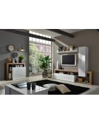 2-türiges Sideboard HAMBURG aus glänzend lackiertem Weiß, Quecksilberholz — 108 x 93 x 42 cm