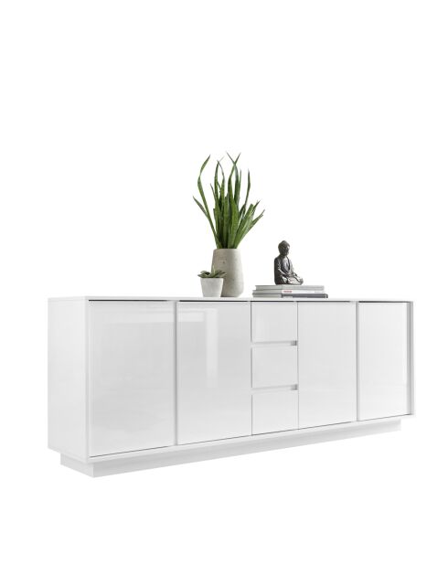 Buffet 4 Türen und 3 Schubladen ICE glänzend weiß lackiert - 180x78x43 cm