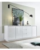 Buffet 4 ante e 3 cassetti ICE laccato lucido bianco - 180x78x43 cm