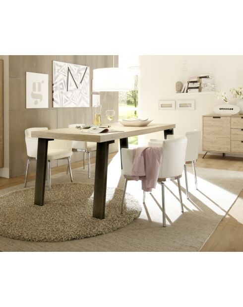 Fester Tisch PALMA mit Eisenbeinen aus heller Eiche - 168x88x78 cm
