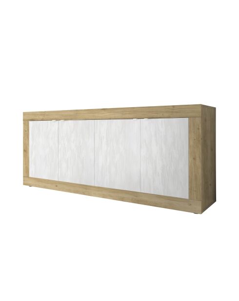 BASIC 4-türiges Sideboard Cadiz Eiche/strukturiertes Schneeweiß - 207x86x43 cm