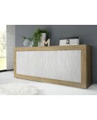 BASIC 4-türiges Sideboard Cadiz Eiche/strukturiertes Schneeweiß - 207x86x43 cm