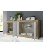BASIC 4-türiges Sideboard Cadiz Eiche/strukturiertes Schneeweiß - 207x86x43 cm