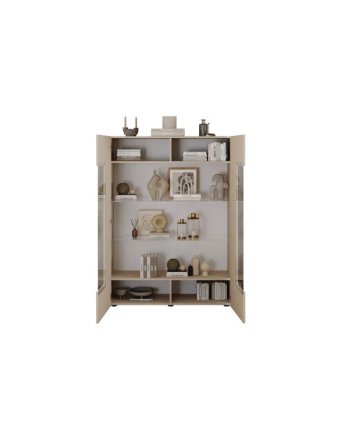 Vitrine 2 portes en verre RIO cachemire - 121x166x42 cm