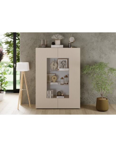 Vitrine 2 portes en verre RIO cachemire - 121x166x42 cm