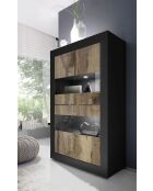 4-türige Vitrine ohne Beleuchtung BASIC mattschwarz/pero - 101,4x42x161,2 cm