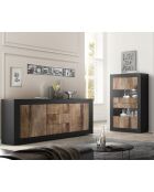 4-türige Vitrine ohne Beleuchtung BASIC mattschwarz/pero - 101,4x42x161,2 cm