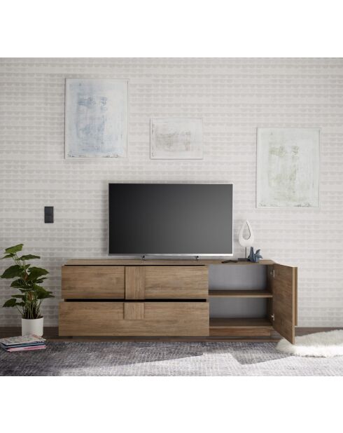 Lowboard 2 tiroirs, 1 porte JUPITER chêne mercure - 182x44x63 cm