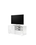 Kleiner TV-Ständer 1 Tür, 1 Schublade DAMA glänzend weiß lackiert - 121x42x57 cm