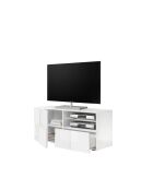 Kleiner TV-Ständer 1 Tür, 1 Schublade DAMA glänzend weiß lackiert - 121x42x57 cm