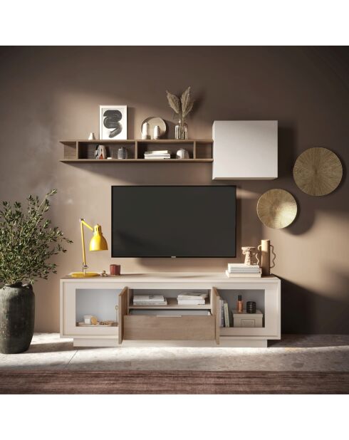 Porta TV 2 ante, 1 cassetto SKY cashmere/mercury - 180x58x50 cm