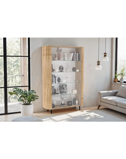Vitrine 2 portes MURANO chêne cadiz - 130x200x43 cm