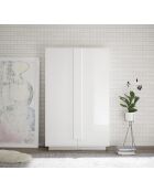 Meuble rangement 2 portes JUPITER blanc laqué brilliant - 121x44x193 cm