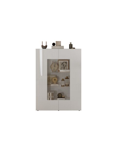 Vetrina a 2 ante in vetro bianco laccato lucido RIO - 121x166x42 cm