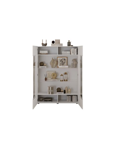 Vetrina a 2 ante in vetro bianco laccato lucido RIO - 121x166x42 cm