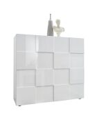Meuble 2 portes en bois DAMA blanc laqué brillant - 121x42x111 cm