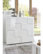 Meuble 2 portes en bois DAMA blanc laqué brillant - 121x42x111 cm