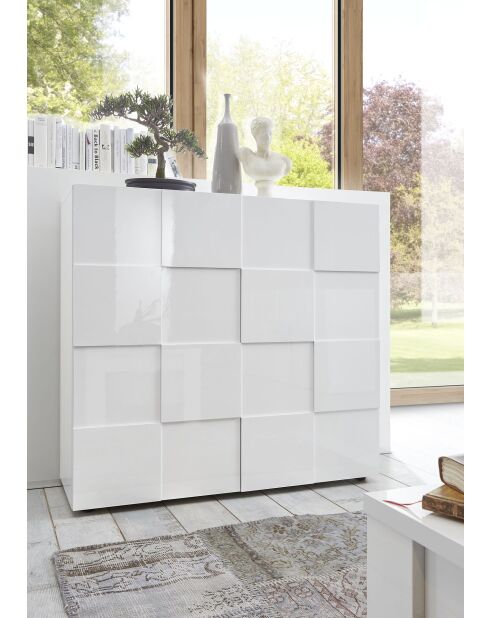 Mobile in legno laccato lucido bianco DAMA a 2 ante - 121x42x111 cm