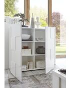 Meuble 2 portes en bois DAMA blanc laqué brillant - 121x42x111 cm