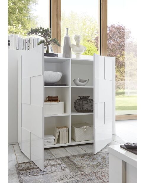 Mobile in legno laccato lucido bianco DAMA a 2 ante - 121x42x111 cm