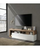 HAMBURG wit glanzend gelakt tv-meubel voor één stoel, kwikhout - 184x58x42 cm
