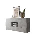 Buffet 2 portes, 2 tiroirs DAMA béton - 181x84x43 cm