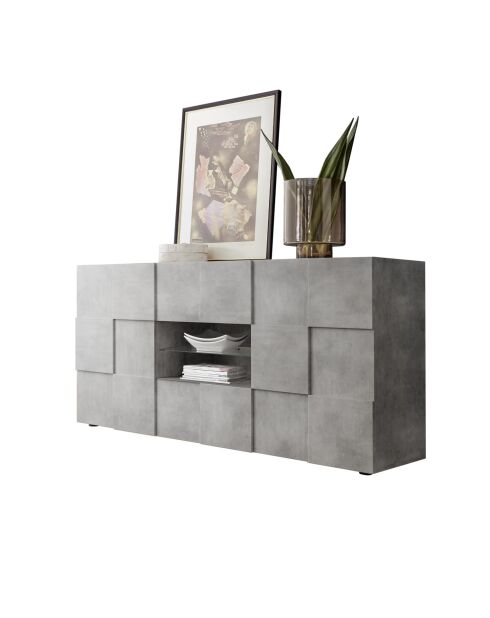 Buffet 2 portes, 2 tiroirs DAMA béton - 181x84x43 cm