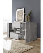 Buffet 2 portes, 2 tiroirs DAMA béton - 181x84x43 cm