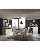 HAMBURG dressoir met 4 deuren in glanzend gelakt wit, cadiz-eik - 184x93x42 cm