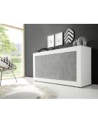 BASIC 3-türiges Sideboard glänzend lackiert weiß/beton - 160x42x85,8 cm