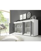 BASIC 3-türiges Sideboard glänzend lackiert weiß/beton - 160x42x85,8 cm