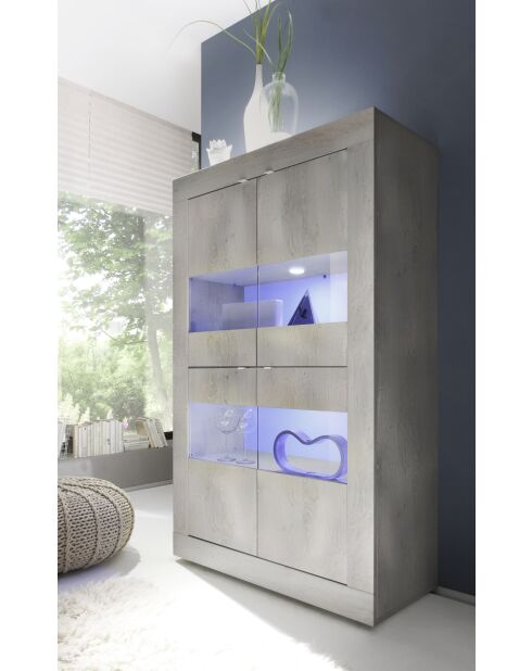 Vitrine 4 portes sans éclairage BASIC chêne pin clair - 101.4x42x161.2 cm