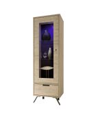 Vitrine 1 porte en verre, 1 tiroir sans éclairage PALMA chêne clair - 56x177x50 cm