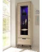 Vitrine 1 porte en verre, 1 tiroir sans éclairage PALMA chêne clair - 56x177x50 cm