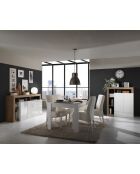 Meuble bar 2 portes HAMBURG blanc laqué brillant, bois mercure - 108x127x42 cm
