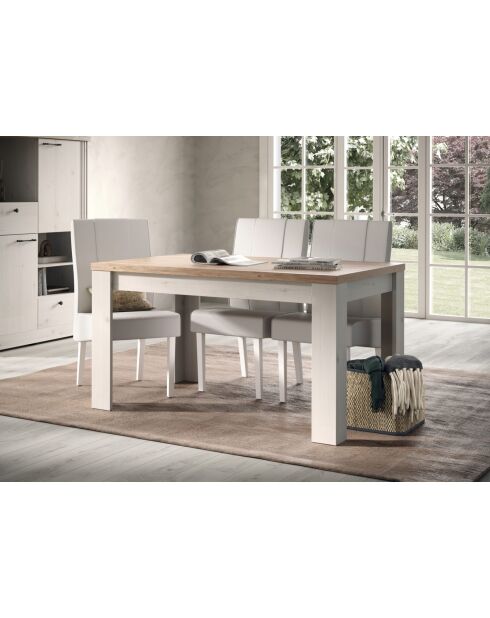Tapa de comedor COUNTRY de roble gaditano, roble merengue blanco - 137x79x90 cm