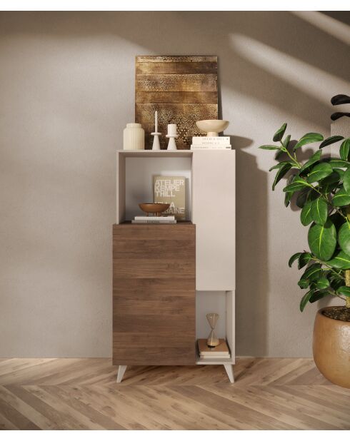 Highboard 2 Türen MONACO Cashmere/Mercury - 80x155x43 cm