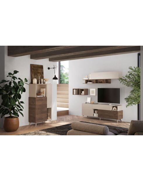 Highboard 2 Türen MONACO Cashmere/Mercury - 80x155x43 cm