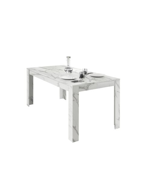 Table avec allonge CARRARA marbre blanc - 180x79x90 cm