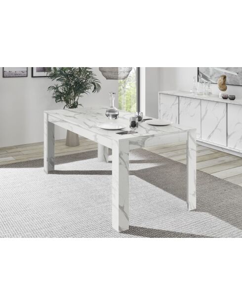 Table avec allonge CARRARA marbre blanc - 180x79x90 cm