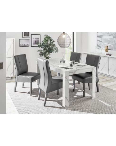 Table avec allonge CARRARA marbre blanc - 180x79x90 cm