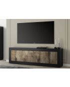 Lowboard 2 portes et 2 tiroirs BASIC noir mat / pero - 210x65x43 cm